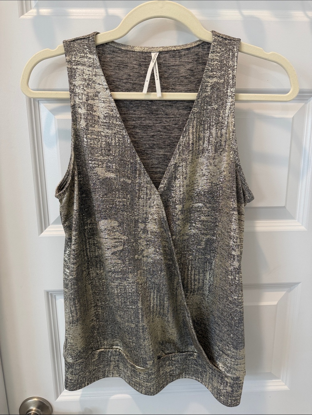 Anthropologie Textured Gray & White Crossfront Sleeveless Camisole